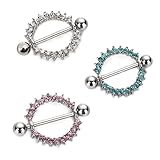 2pcs Circle of Life Nipplerings Clear Red Blue Gems Shields 14G