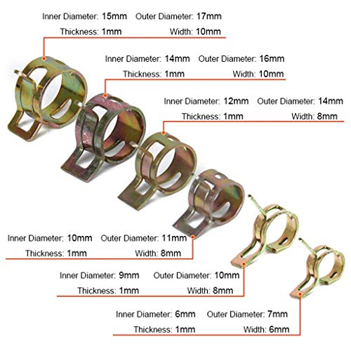 DierCosy Fuel Hose Spring clamp, Water Pipe, air Pipe, Pinch Tube, Elastic Fastener Package 60pcs Household Products