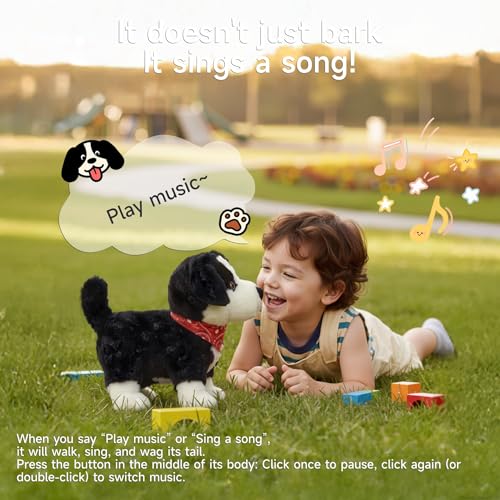 eJog Pup Interactive Plush Toy Dogs for Kids, Electronic Voice Control Dog, Walking, Talking, Barking, Tail Wagging, Realistic Robot Puppy Toy, Stuffed Animal Pet Toys for Children Ages 3+