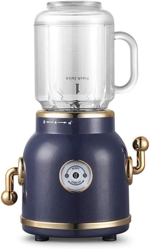 AMLY Retro Cooking Machine Electric Mini Juicer Juice Maker Smoothie Maker Blender & 1000Ml Portable Sports Bottles,for Milkshake,Fruit Vegetables,Grinder Coffee Bean Spice Seed Nut Herb,Blue