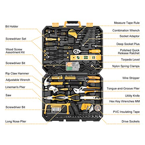 DEKOPRO 168 Piece Socket Wrench Auto Repair Tool Combination Package Mixed Tool Set Hand Tool Kit with Plastic Toolbox… - Image 3
