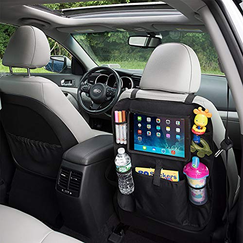 Fullsexy 2 Pack Car Backseat Organizer with Touch Screen Tablet Holder, Waterproof Kick Mats Back Seat Protector, NO Bad Smell (24" X 16")