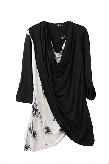 Amazon 7分袖 Tシャツ ドレープ カットソー フェイクインナー メンズ 09 ブラック L Tシャツ カットソー 通販