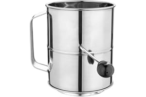 Rotary Hand Crank Flour Sifter in Stainless Steel, for Quick Sifting of 5 Cups or 8 Cups of Dry Ingredients (5 Cups)