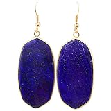 SUNYIK Women's Lapis Lazuli Oval Dangle Earrings Stone Jewelry