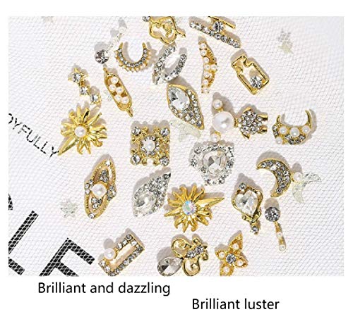 3D Rhinestones for Nails, 20 Pcs Luxury Nail Art Rhinestones Charms Crystals Diamonds Gold Metal Gem Stones for DIY Nail Art Beauty Design, Nail Decoration Craft 4 3D Rhinestones for Nails, 20 Pcs Luxury Nail Art Rhinestones Charms Crystals Diamonds Gold Metal Gem Stones for DIY Nail Art Beauty Design, Nail Decoration Craft