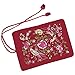SuoSuo Jewelry Roll,Travel Jewelry Roll Bag,Wine Red Silk Embroidery Brocade Jewelry Organizer Case with Tie Close