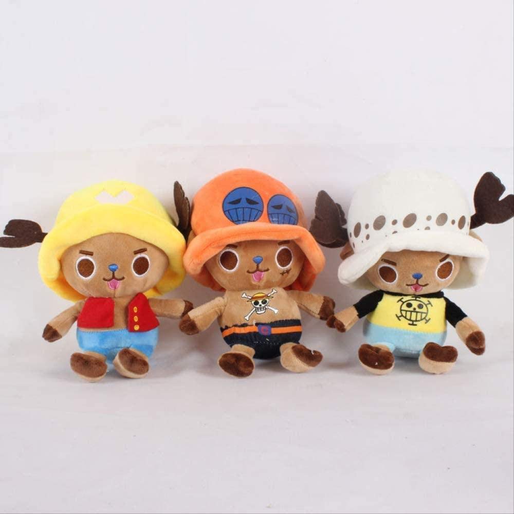 NC56 3pcs/lot 22cm Anime Soft Toys One Piece Chopper Cosplay Luffy Ace Law Plush Stuffed Dolls Toys 