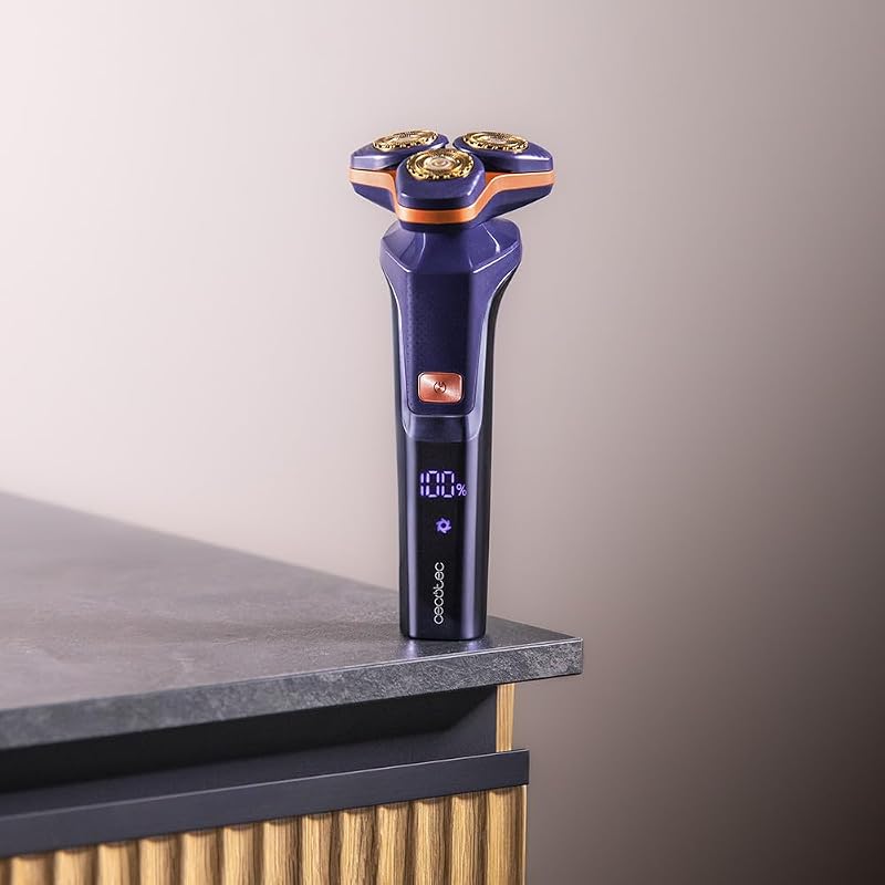 Rasoio rotante PrecisionCare Aluminium. Lame per capelli lunghi e corti, display LED intelligente, 2 velocità, 8500 giri/min, autonomia 2 ore, testa magnetica e rivestimento in titanio