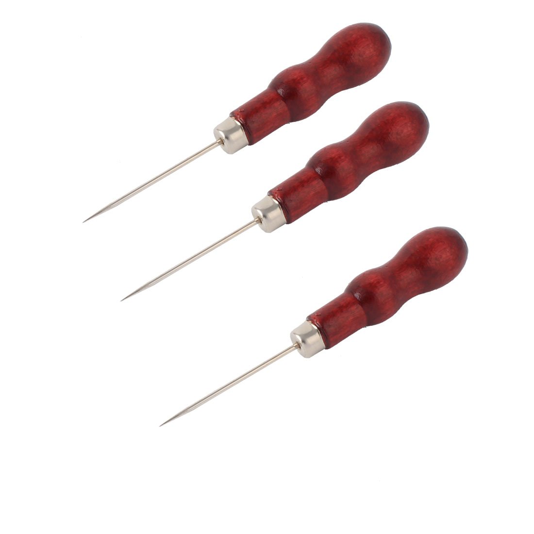 Sourcingmap Wooden Grip Tailor Sew Tip Needle Sewing Pricker Awl Tool 3pcs