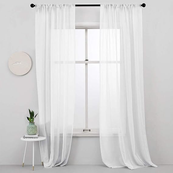 MRTREES White Sheer Curtains 108 inches Long Sliding Glass