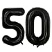 40inch Jumbo Black 50 Number Balloons Birthday Party Decorations 50th Year Old Party Supplies(Black 50)