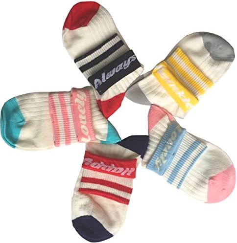 5 Pairs Womens Cute Letter Painting Funny Casual Ankle Socks for Running, Tennis, and Casual Use
