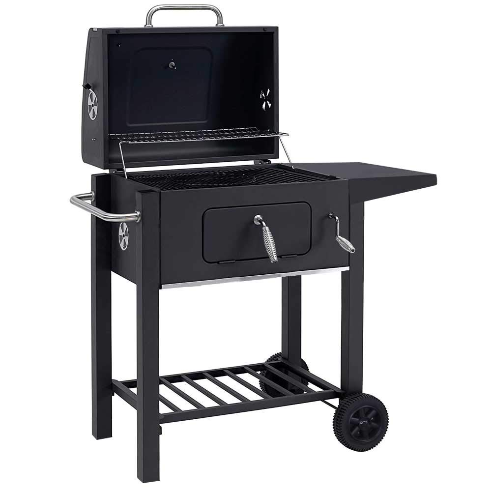 Barbecue da giardino e terrazza BAKAJI Garden Barbecue a Carbone da Giardino  BBQ Griglia Grill con Doppia Griglia Ripiano Laterale Coperchio Regolazione  Temperatura e Ruote Dimensione 95 x 60 x 96 cm