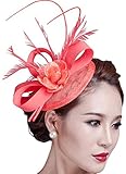 Sinamay Fascinator Hat Feather Party Pillbox Hat Flower Derby Hat for Women