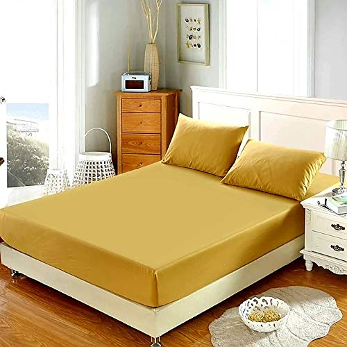 Lawrance Caprino Cotton Percale Deep 30cm Fitted Sheets (Single, Mustard)