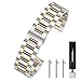 Berfine 22mm Quick Release Watch Strap,Premium Solid Stainless Steel Watch Band Replacement,Silver-Gold