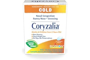 Boiron Coryzalia for colds and cold symptoms, 60 Tablets. Chewable Tablets for nasal congestion, runny nose, rhinitis. Non-dr