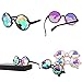 YOOSKE Kaleidoscope Glasses Round Sunglasses for Women Men Rainbow Prism Sun Glasses Mirrored Steampunk Goggles with Sunglasses Cloth Bag (Black Frame)