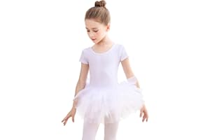 EASTBUDDY Ballet Dress for Girls,Toddler Dance Leotard with Tutu Skirt Short/Long Sleeve Ballerina Outfit