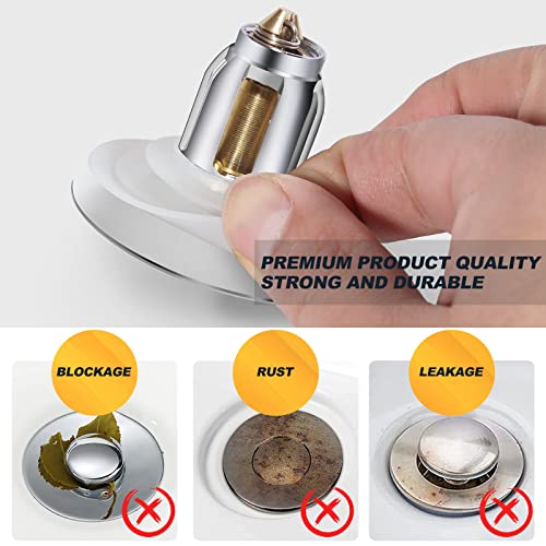 Lerany Bathroom Sink Stopper, Pop Up Drain Stopper Fits 1.06~1.96 Inch Drain Hole, Anti Clogging Bathtub Stoppers with Filter Basket, Universal Sink Drain Strainer for Bathroom, Basin and Bathtub