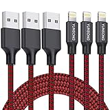 YUNSONG Phone Charger 3PACK (6FT) Nylon Braided Charging Cable Cord USB Cable Charger Compatible iPhone 8 8 Plus X 7 7Plus 6s 6sPlus 6 6Plus 5 5s 5c (Red)