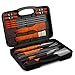 Home-Complete HC-1001 Wood BBQ Grill Tool Set-18 Pc Stainless Steel Barbecue Accessories with Wooden Handles and Case, Spatula, Tongs, Skewers