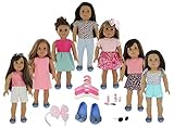 PZAS Toys 7 Outfit Set, 18 Inch Doll Clothes with Shoes, Compatible with All 18 Inch Doll Clothes, Accessories Included