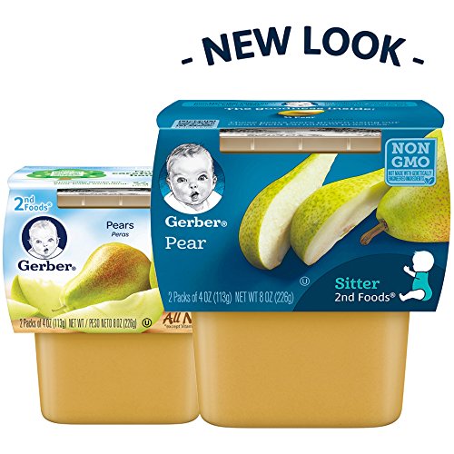 Gerber 2nd Foods Pears, 4 Ounce Tubs, 2 Count (Pack of 8)