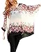 iNewbetter Womens Floral Batwing Sleeve Chiffon Beach Loose Blouse Tunic Tops Black/Cream with Flower Pattern One Size