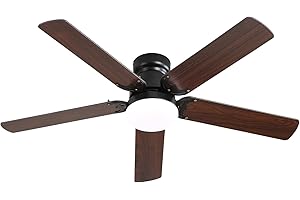 Sofucor 42 Inch Ceiling Fan With Lights, Remote Control LED Light 5 Dual Finish Blades Reversible DC Motor Tri Mounting Options Farmhouse Ceiling Fan For Bedroom/Living Room/Study/Patio