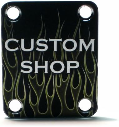 Custom Shop Guitar Neck plate Custom Shop Flames -Fits Strat /Tele / Bass