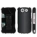 Beyond Cell Compatible with Kyocera Brigadier E6782 Case/ 3 in 1 Kombo Protex Hard Slim 2 Piece Snap On Rubberized Rubber Coated Case Holster Belt Clip Carbon Fiber Free Screen Protector