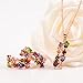 Morenitor Jewelry Set 18K Rose Gold Plated CZ Cubic Zirconia Multi Color Flower Pendant Necklace Stud Earring Set for Women