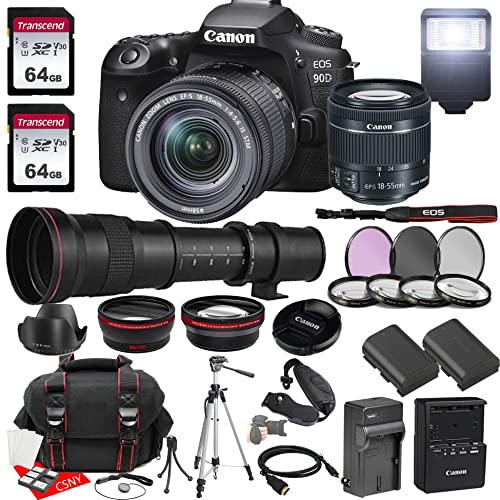 Canon EOS 90D DSLR Camera w/EFS 1855mm F/45.6 Zoom is STM Lens + 420