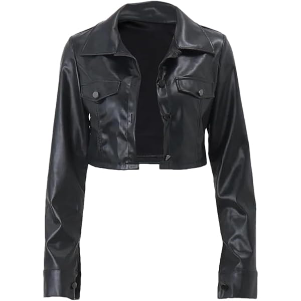 ジャケット・アウター melt the lady arm slit cropped jacket VOIKERDR Cropped Jacket Women Black Faux Leather Jacket