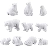 Toddmomy Mini Polar Bear Figurines 10Pcs Mini Animals Figures Cute Resin Desktop Adornments Accessories for DIY Terrarium Crafts Home Decor Micro Landscape & Birthday Cake Toppers