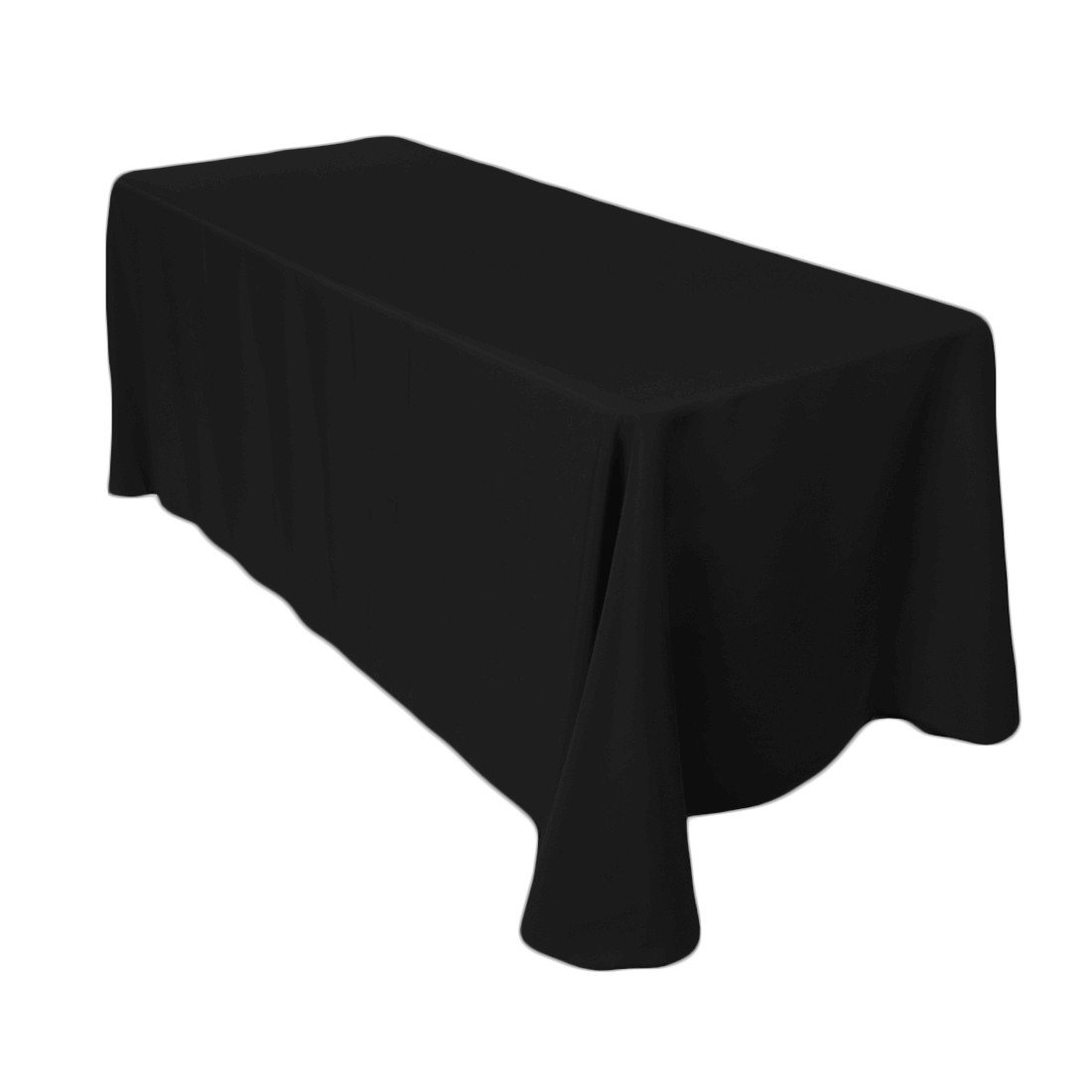 WedDecor 90" x 156" Rectangular Polyester Fabric Tablecloth, Dining Table Cover For Wedding, Home, Restaurant, Events Party Buffet, Picnic, Black, 1pc