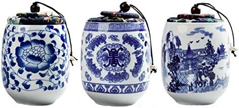 East Majik Set of 3 Pcs Beautiful Chinese Style Ornament Ceramics Tea Caddy