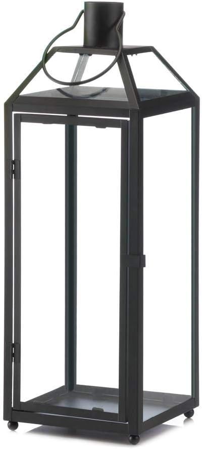 Candleholders Lanterns Midtown Large Black Lantern Black Iron Clear Glass Panels