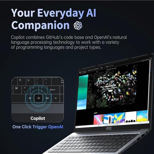 AOC AI Gaming Laptop Intel Core Ultra5 125U (12 Cores, 14 Threads, Up to 4.30 GHz) with 16GB DDR5 1024GB SSD 16.1 Inch FHD AI Laptop, Metallic, Backlight, Type-C, WiFi 6