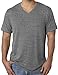 Mens Tri Blend V-Neck Tee Shirt, Large Grey Triblend