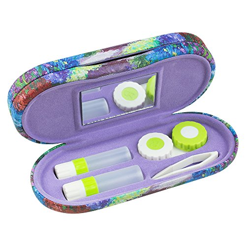 Dual Glasses and Contacts Case Double Sided 2 in 1 Clamshell Hard