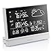 Wireless Weather Station With Outdoor Sensor DCF Receive Signal, Indoor and Outdoor Thermometer Hygrometer 7.5-Inch Oversized LCD Display Weather Forecast, Alarm Clock Digital Clock Temperature Alarm