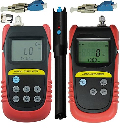 -70dB ~ +6dB, Optical Power Meter + 850nm/1300nm Wavelength, fiber Optical laser light source+ 5mw Visual Fault Locator + 2 piece FC Male to LC Female Adapter