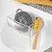iDesign Forma Power Lock Kitchen Sink Suction Holder for Sponges, Scrub Brushes, Soap - Clear/Brushed Stainless Steel