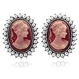 SoulBreezeCollection Cameo Earrings Stud Post White