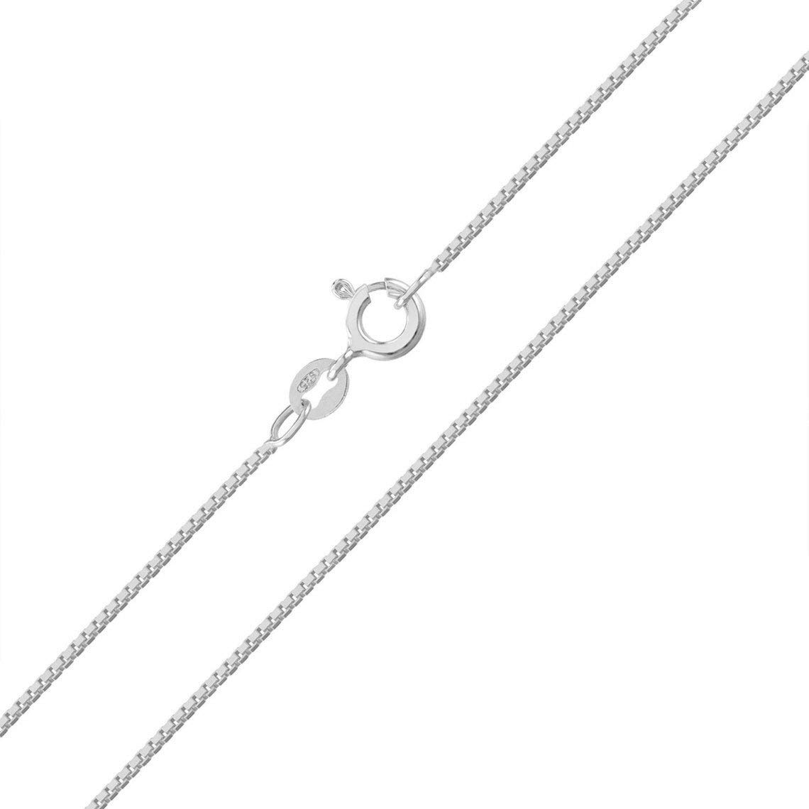 Designer Inspirations Boutique 24" Inch Sterling Silver 0.8 mm Thick Box Link/Square Link Chain Necklace - Trace/Fine Silver Chain - Weight: 1.8 Grams — image 1