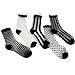 Ealafee Girl's Short Ankle Tube Black Medium Mesh Socks Pairs 5 Short Stockings