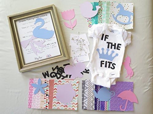 GIRL Theme-Baby Shower DIY Onesie Making Kit (25 Fabric Appliqués &amp; 8x10 Black Applique for Lettering)